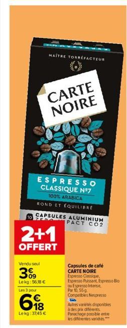 capsules de café Carte noire