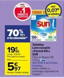 vignette  19%  lekg: 12,63€ prix paye en caisse sot  €  5⁹7  70%  d'économies 100%  autres variétés ou rome fidele dédute grammages disponibles en  magasin.  format xx  soit  0,07€  la tablette pode c