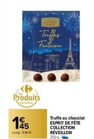 Produits  Carre  145  Lekg: 5,00 €  Truffes  Truffe au chocolat ESPRIT DE FÉTE COLLECTION RÉVEILLON 250g. 