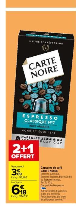 capsules de café Carte noire