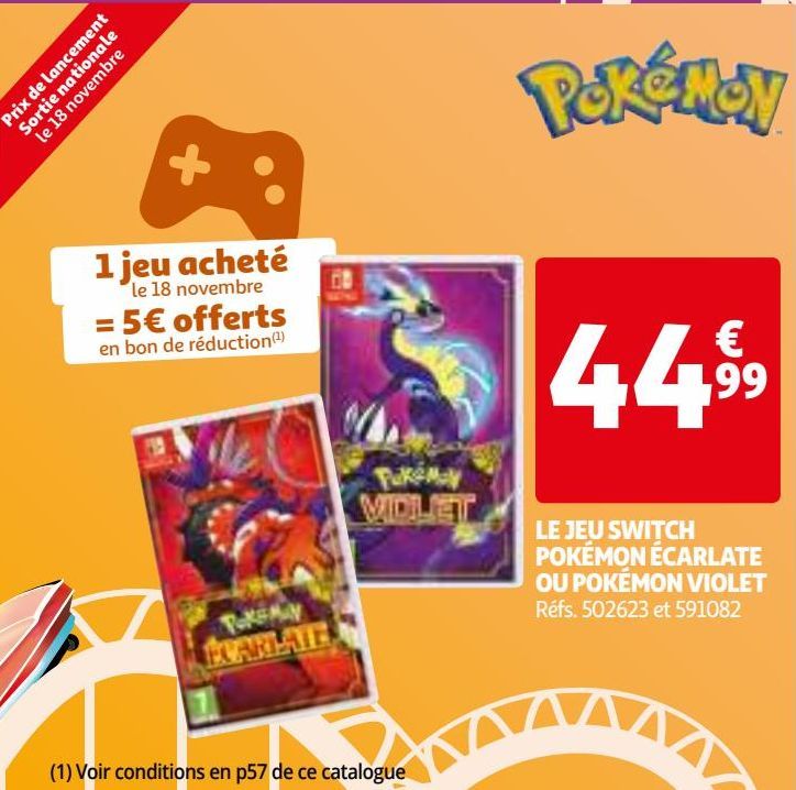 LE JEU SWITCH POKÉMON ÉCARLATE OU POKÉMON VIOLET