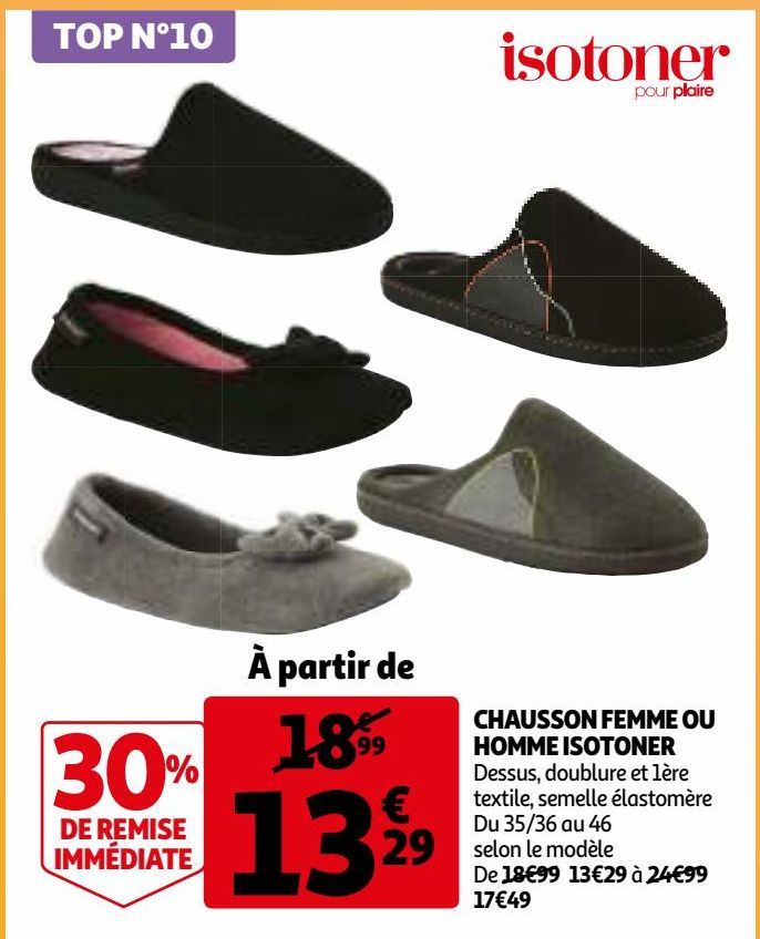 CHAUSSON FEMME OU HOMME ISOTONER