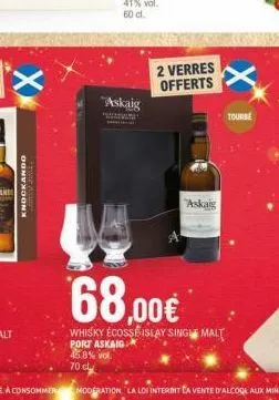 knockando  www  "  "askaig  2 verres offerts  tourse  68,00€  whisky ecosse islay single malt  port askaig 58% vol  70 cl 