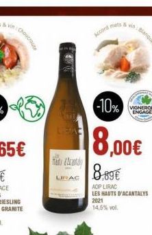 Choucroute  H&  LIRAC  Accord mets & vin  -10%  8,00€  8.89€  AOP LIRAC  LES HAUTS D'ACANTALYS 2021 14,5% vol. 