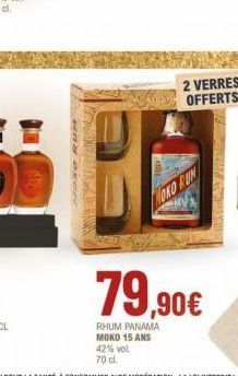 WAY OKON  PERICAN  NOKO RUN  79,90€  RHUM PANAMA MOKO 15 ANS 42% vol 70 cl.  2 VERRES OFFERTS 