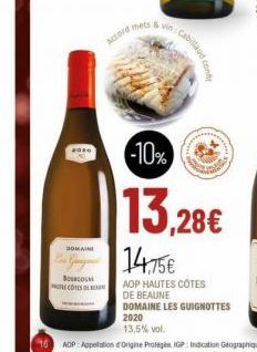 DOMAINE  BOURGOGNE SCOTES DE  accord mets & Vin  -10%  13,28€  14.75€  AOP HAUTES CÔTES DE BEAUNE 