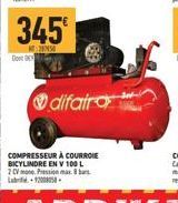 345  250  Door DE  difair  COMPRESSEUR À COURROIE BICYLINDRE EN V 100 L 2CV Pression max. 8 L-1200 