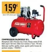 159€  inso den 1675- compresseur silencieux sol  amba  idéal pour souffler gonfler clover, agrafer, petits travaux de 