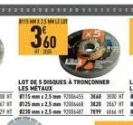 115 mmx25 mm let  360  nt 3000  lot de 5 disques à tronçonner les métaux 