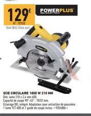 129€  T Dont 047 Eco-part  SCIE CIRCULAIRE 1800 W 210 MM Dim lame 210 x 24 mm 600 Capacité de coupe 90-4570/52 mm Eclairage DEL 1am TCT 600  Adaptateur pour extraction de poussière guide de coupe incl