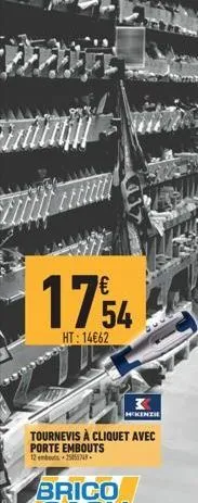 mutatn  17,54  ht:14€62  k  mckenzie  tournevis à cliquet avec porte embouts 12 mts 1554. 