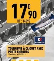 17%  HT: 14€92  K  MCKENZI  TOURNEVIS À CLIQUET AVEC PORTE EMBOUTS 12 embots.75055749-