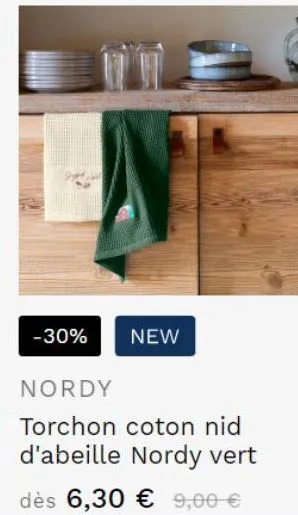 st  -30%  new  nordy  torchon coton nid d'abeille nordy vert  dès 6,30 € 9,00 € 