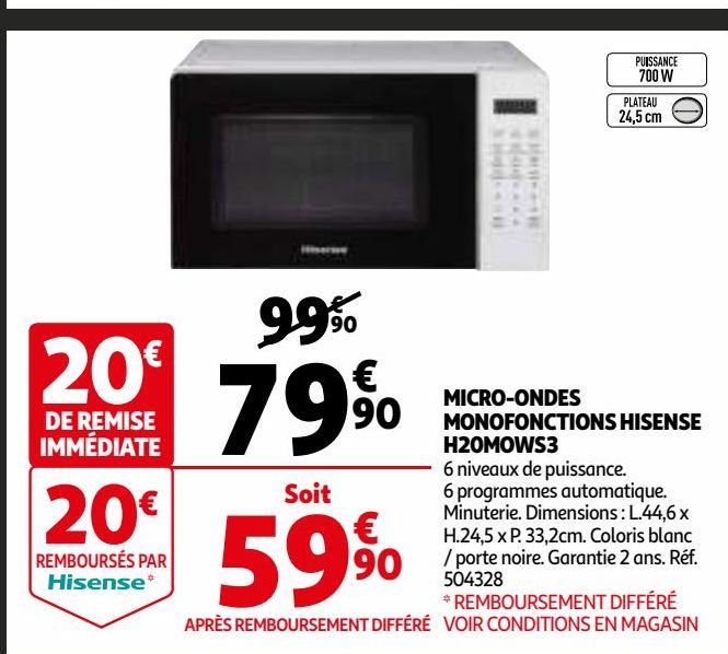 MICRO-ONDES MONOFONCTIONS HISENSE H20MOWS3