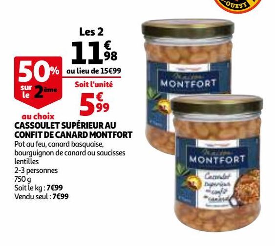 CASSOULET SUPÉRIEUR AU CONFIT DE CANARD MONTFORT