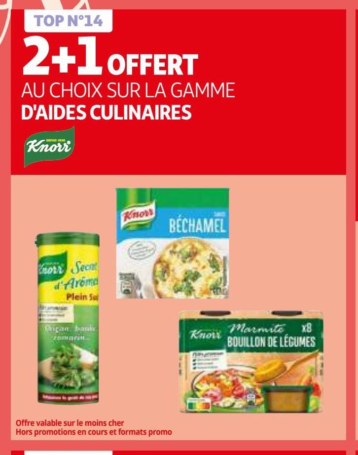 2+1 offert au choix sur la gamme d´aides culinaires Knorr