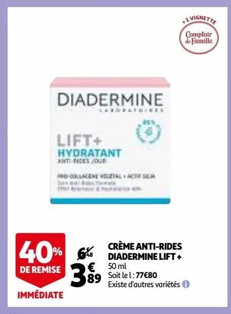 crème anti-rides diadermine lift +
