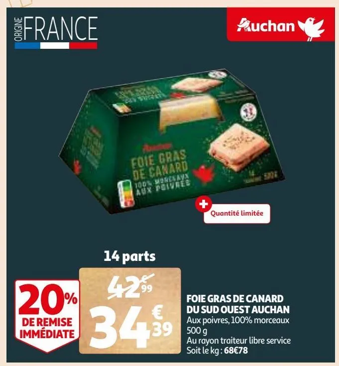 foie gras de canard du sud ouest auchan