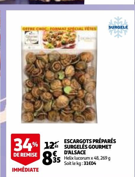 ESCARGOTS PRÉPARÉS SURGELÉS GOURMET D'ALSACE