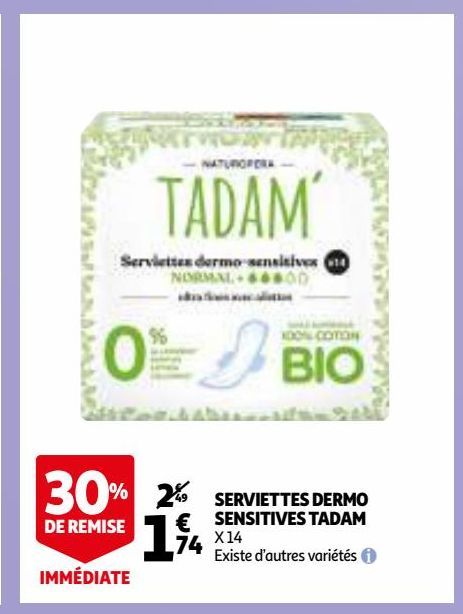 serviettes dermo sensitives tadam