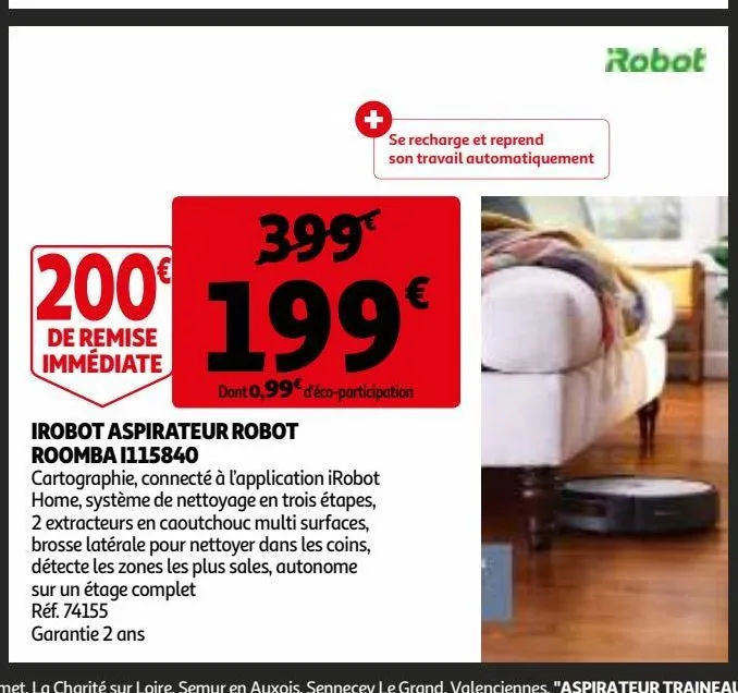 irobot aspirateur robot roomba i115840aspirateur