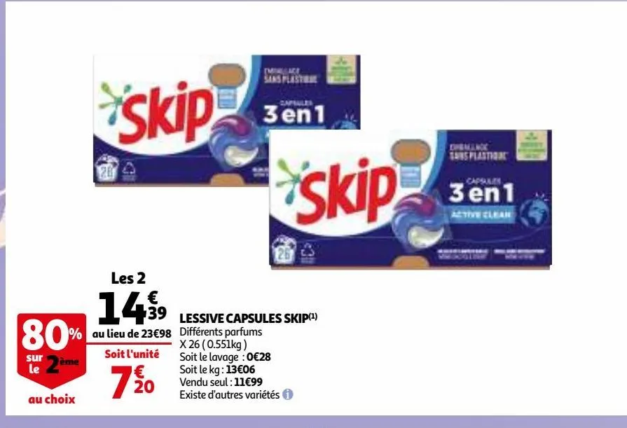 lessive capsules skip