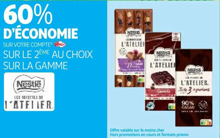 60% d’économie sur votre compte* sur le 2ème au choix sur la gamme nestlé