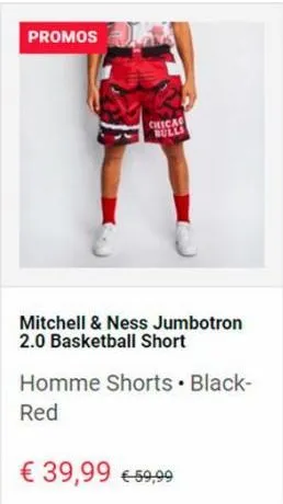 promos  chicas bulls  mitchell & ness jumbotron 2.0 basketball short  homme shorts • black-red  € 39,99 €59,99 