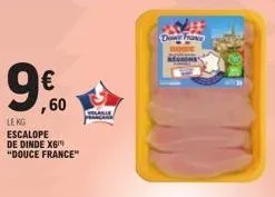 € ,60  le kg escalope  de dinde x6  "douce france"  eylable pranca  dot france 
