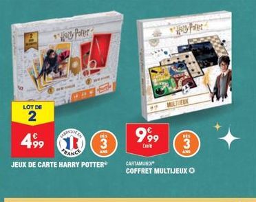 Harry Potter  DETA  LOT DE  2  49⁹9  TANGGAL  JEUX DE CARTE HARRY POTTER  DES  3  W  999  CARTAMUND COFFRET MULTIJEUX O  for  MULTUEUX  DES  3  AND 