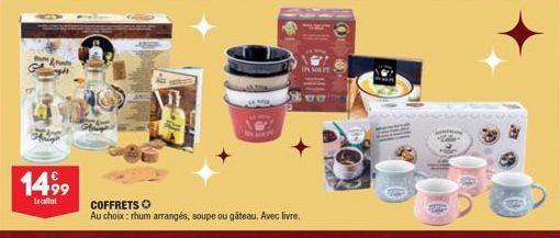 &  1499  Le caff  COFFRETS O  Au choix: rhum arrangés, soupe ou gâteau. Avec livre.  Pack 