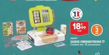 samp  $19991  weeen  aamoll  ob  france  1899  smoby  caisse enregistreuse o contient env. 30 accessoires.  des  (3 