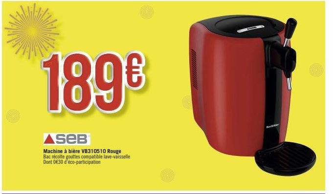 189€  AseB  Machine à bière VB310510 Rouge Bac récolte gouttes compatible lave-vaisselle Dont 0€30 d'éco-participation 