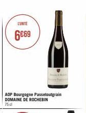 AOP Bourgogne Passetoutgrain DOMAINE DE ROCHEBIN 75 cl  L'UNITE  6€69 