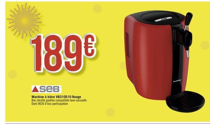 189€  AseB  Machine à bière VB310510 Rouge Bac récolte gouttes compatible lave-vaisselle Dont 0€30 d'éco-participation 