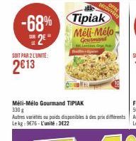 LE  SOIT PAR 2 L'UNITE:  2013  -68% Tipiak  2⁰"  Méli-Mélo  Gourmand  ACOUVERT 