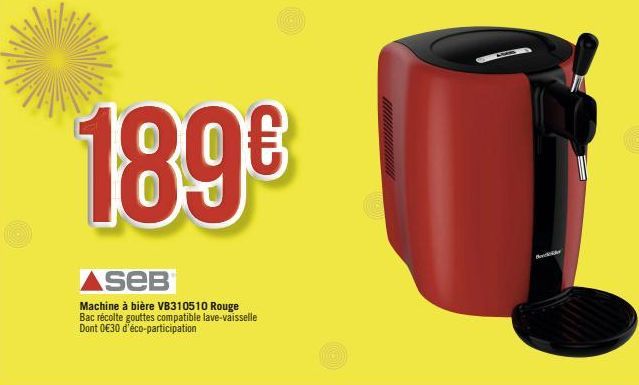 189€  AseB  Machine à bière VB310510 Rouge Bac récolte gouttes compatible lave-vaisselle Dont 0€30 d'éco-participation 