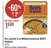 SOIT PAR 2 L'UNITÉ  1€40  -60% Ben's  Original  SER  2€"  ROALA MEDITERRANEE  BENETEAU DE DO 