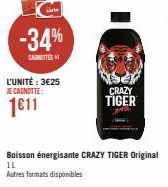 -34%  CANOTTES  L'UNITÉ : 3€25 JE CAGNOTTE:  1611  CRAZY TIGER 