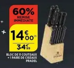 14%  34⁹9  bloc de 11 couteaux +1 paire de ciseaux pradel  (1) 
