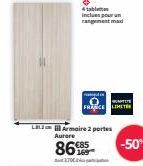 LBL Armoire 2 p  2  Aurore  86  4 tabletto inclues pour un rangement ma  ARTITE  FRANCE LIMITE  portes  -50% 