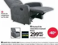 ✪  poche de rangement sur le c  limite  fauteuil de relaxation manuel ricky  299  pannatus de particules, bois et cont  -40% 
