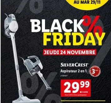 black friday  jeudi 24 novembre  silvercrest aspirateur 2 en 13  331617  29.9⁹9  dont 0,50 € 
