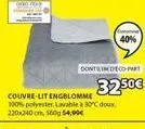 couvre-litengblomme 100% polyester, lavable à 30°c doux. 220x240 cm, 560g 54,99€  dontindeco-part  32.50€  40% 