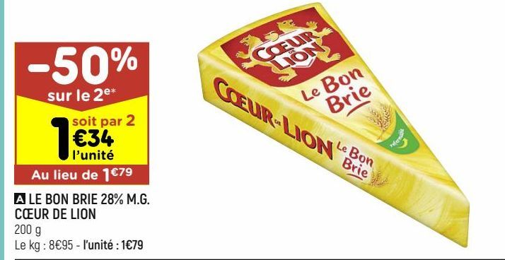 Le bon brie 28% M.G. Coeur de Lion