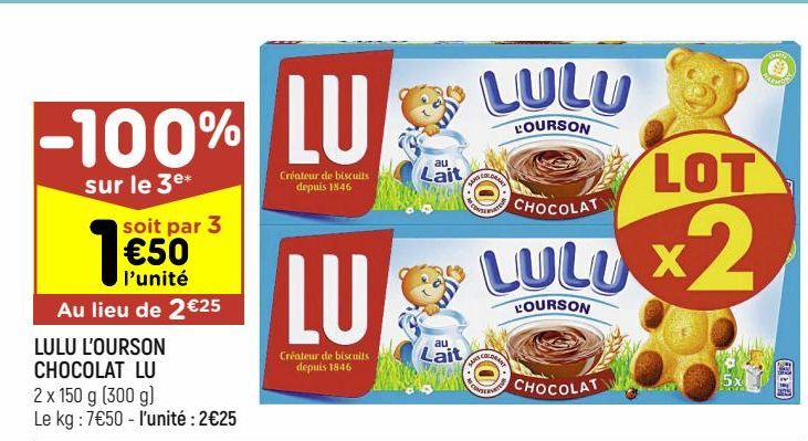 Lulu l'ourson chocolat Lu