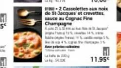 a  aby  un ci  2 cassolettes aux noix de st jacques' et crevettes sauce au cognac fine champagne  a  %)  hate on 14% is  b3p45.cpw  11,95€ 
