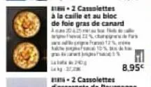 2 cassolettes à la caille et au bloc de foie gras de canard af www.1% dare  12%  ha 10%  20  8.95€ 