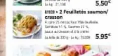 cresson a  21.1  5.50€  2 feuilletés saumon/  - 5.95€ 