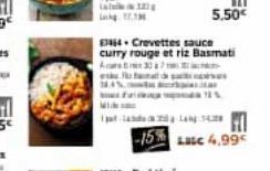 ink  Mi  E4 Crevettes sauce curry rouge et riz Basmati A337  d  -15% Late 4,99€  5.50€ 